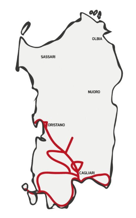 mappa tour sud sardegan